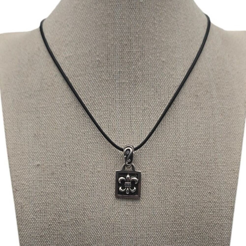 Silpada Sterling 925 Silver Fleur de Lis Tag Slide Rectangle Pendant